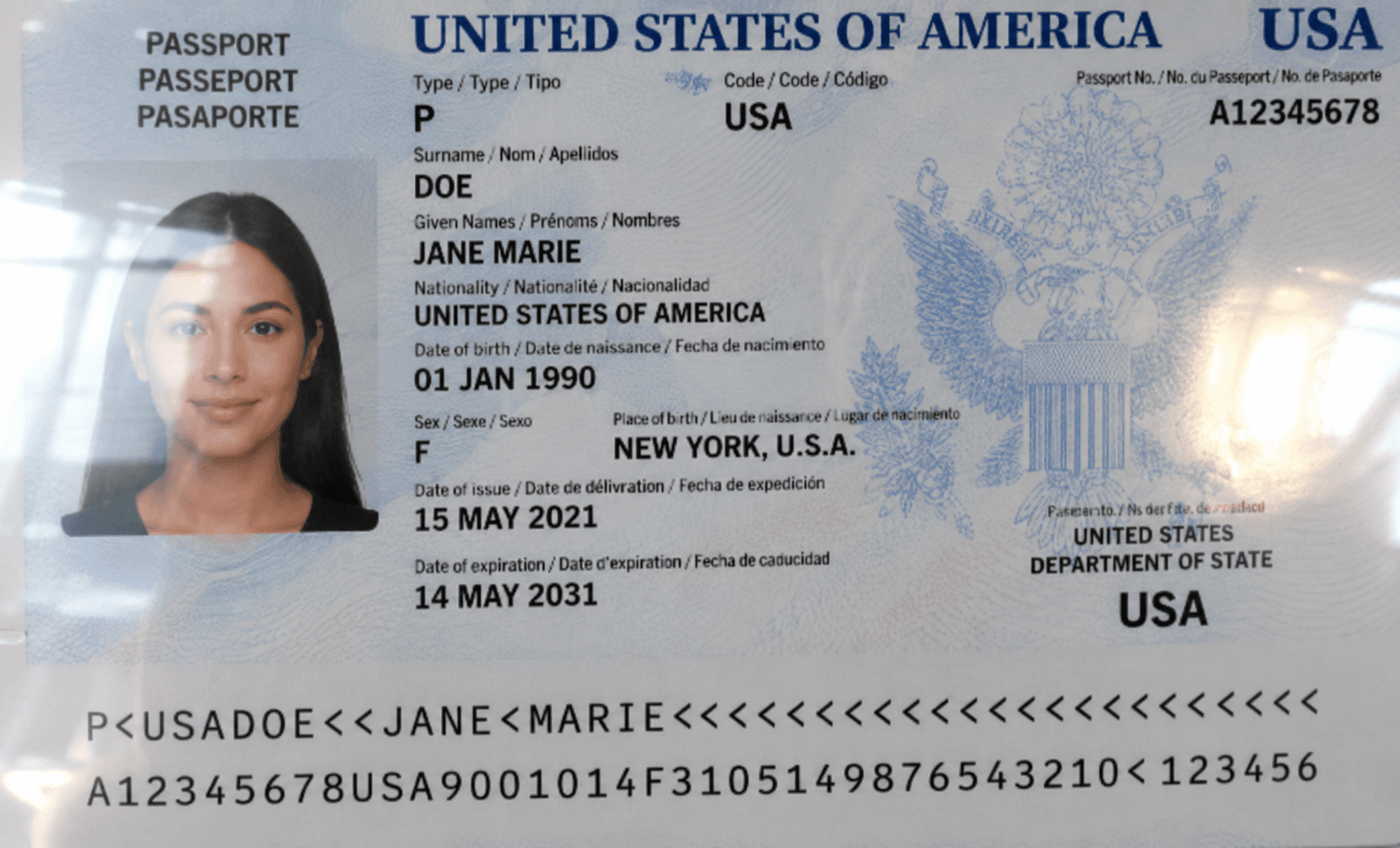 Unacceptable other passport pages example
