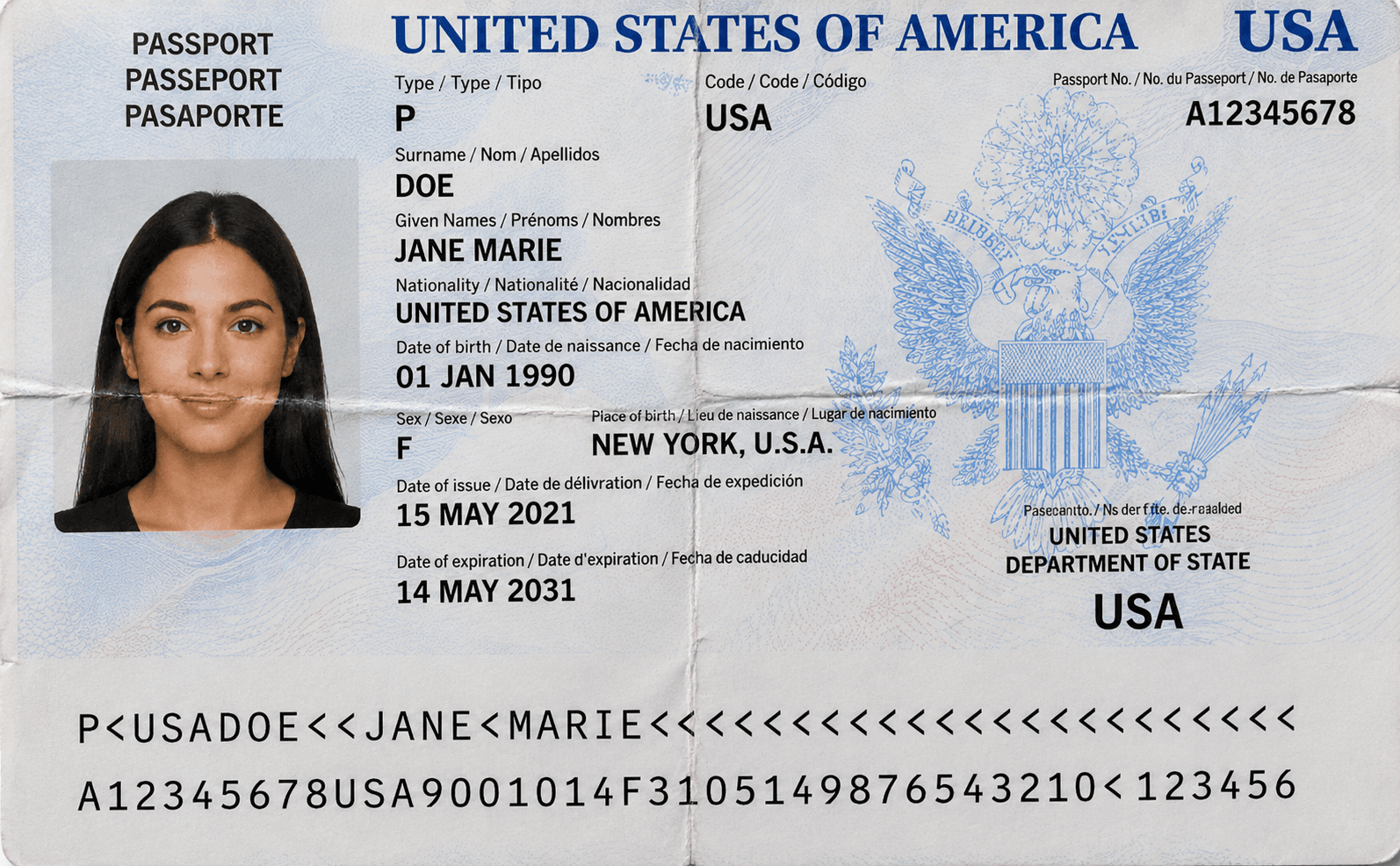Unacceptable passport cover example