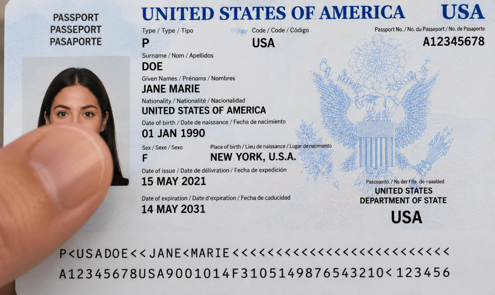 Unacceptable other passport pages example